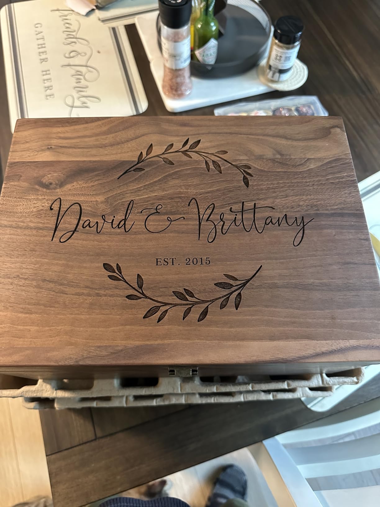 Personalized Walnut Wood Wedding Keepsake Box, Custom Engraved Memory Box for Couples, Engagement Gift, Bridal Shower Gifts Anniversary Engagement Wedding Gifts for Couples Newlyweds customer photo 1