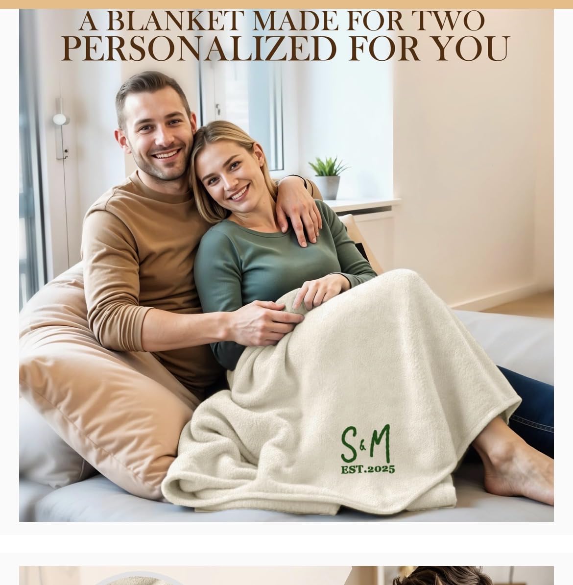Personalized Blanket with Embroidered Name, Custom Fleece Throw Blanket Cozy Soft Blanket for Bed, Sofa, Couch, Travel, Camping, Personalized Wedding Gift 2025, Valentine's Day, New Home customer photo 2