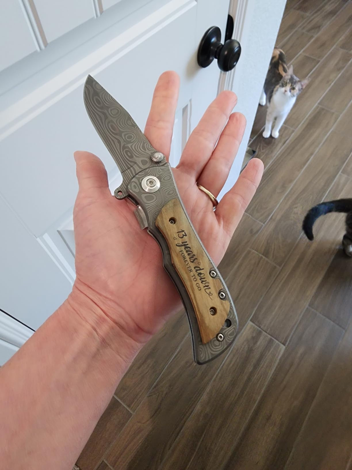 24 Years Anniversary Keepsake Gifts for Him Engraved Pocket Knife with a Gift Box Happy Tin Anniversary Customized Wedding Birthday Father's Day Gifts for Men Husband customer photo 1