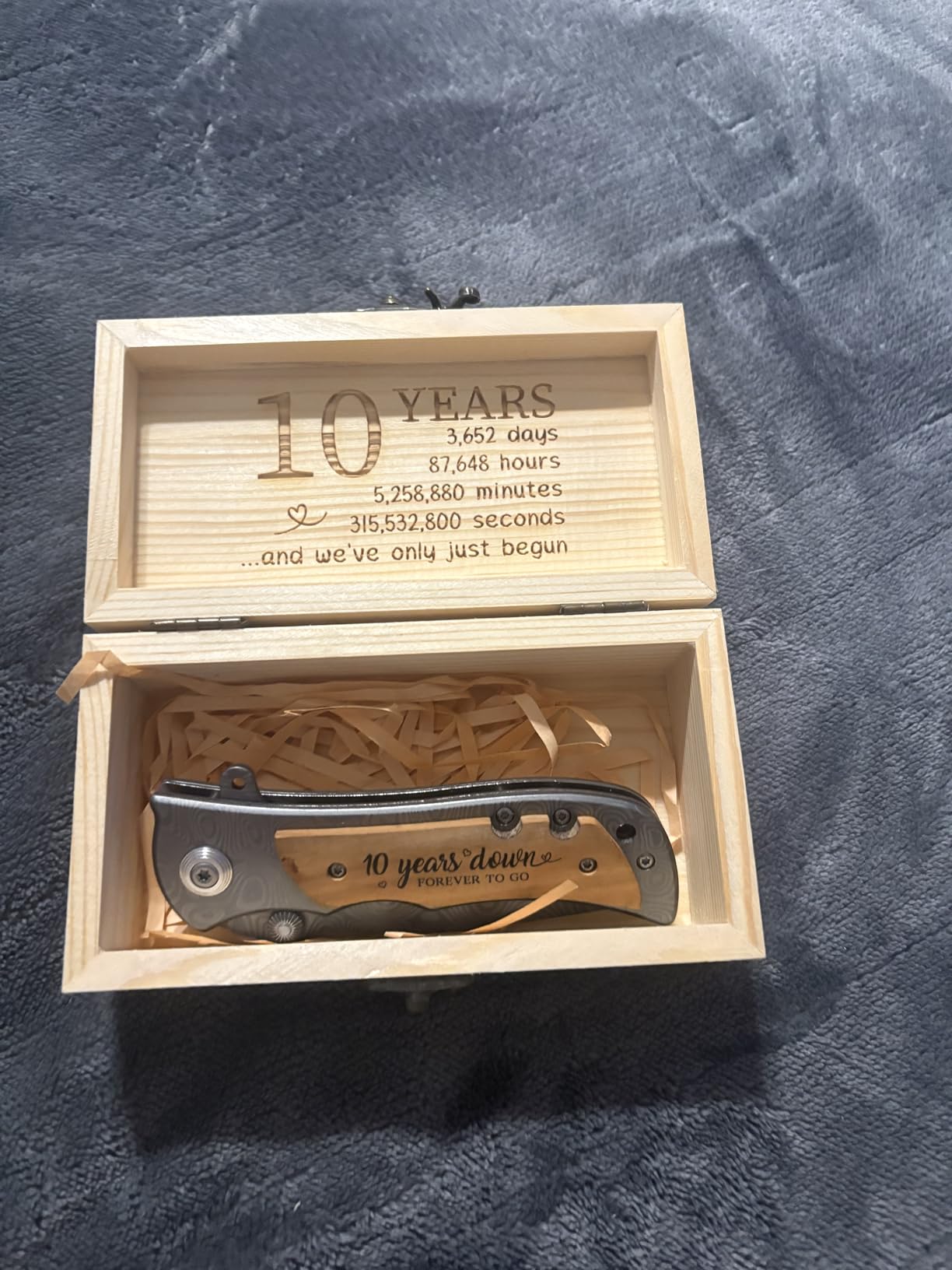 24 Years Anniversary Keepsake Gifts for Him Engraved Pocket Knife with a Gift Box Happy Tin Anniversary Customized Wedding Birthday Father's Day Gifts for Men Husband customer photo 2
