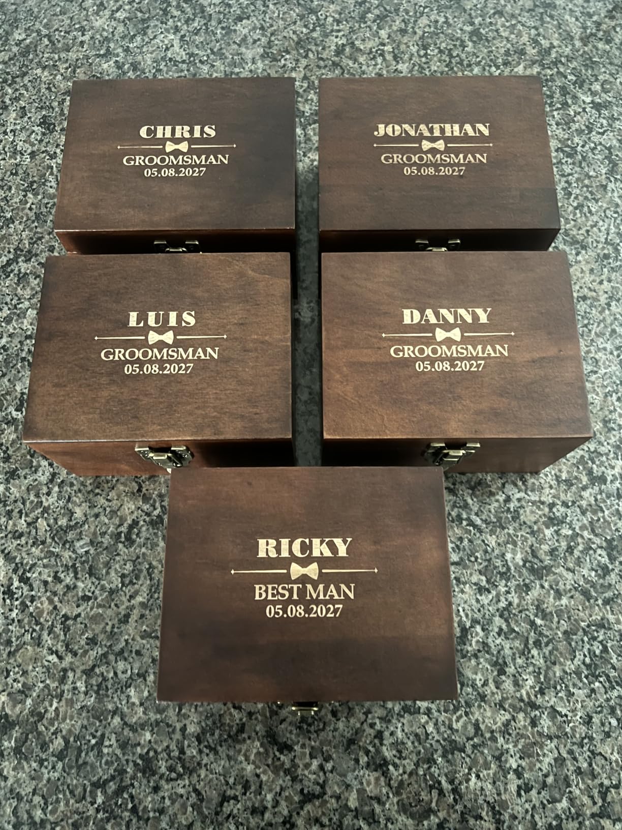 Custom Groomsmen Whiskey Gift Set, Glass Coaster Whiskey Stones Wood Box | Personalized Engraved Glass, Leather Coaster, Stainless Steel Stones, Groom Gift, Bachelor Party Gift, Best Man Gift customer photo 1