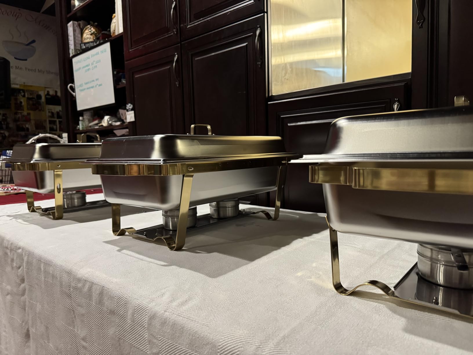 Chafing Dishes for Buffet 4 Pack, 11QT Square [Large Size and Sturdy] Stainless Steel Food Warmers for Parties Buffet [Elegant Gold and Silver Colors] Catering Supplies Buffet Display customer photo 2