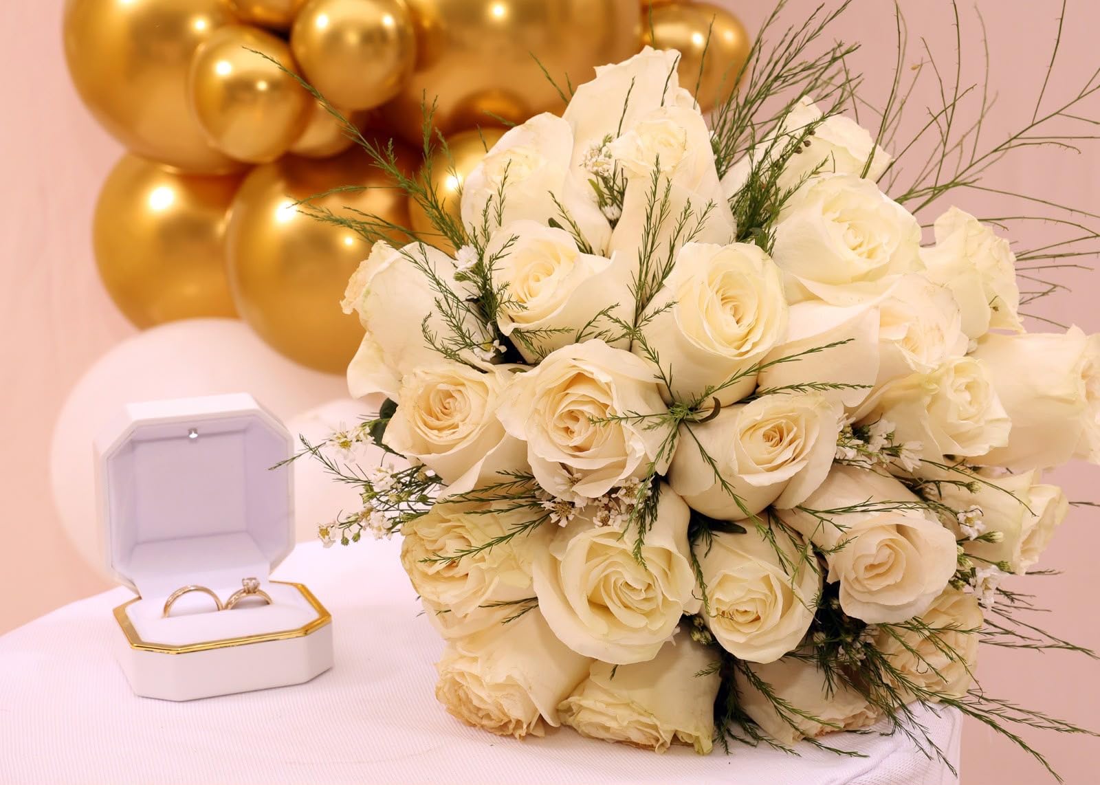 HONGYEXGCN LED Ring Box for Proposal Engagement Wedding Prepared for Gifts, Luxury Ring Box, Square Velvet Case Jewelry Gift Box (Pure - white) customer photo 1
