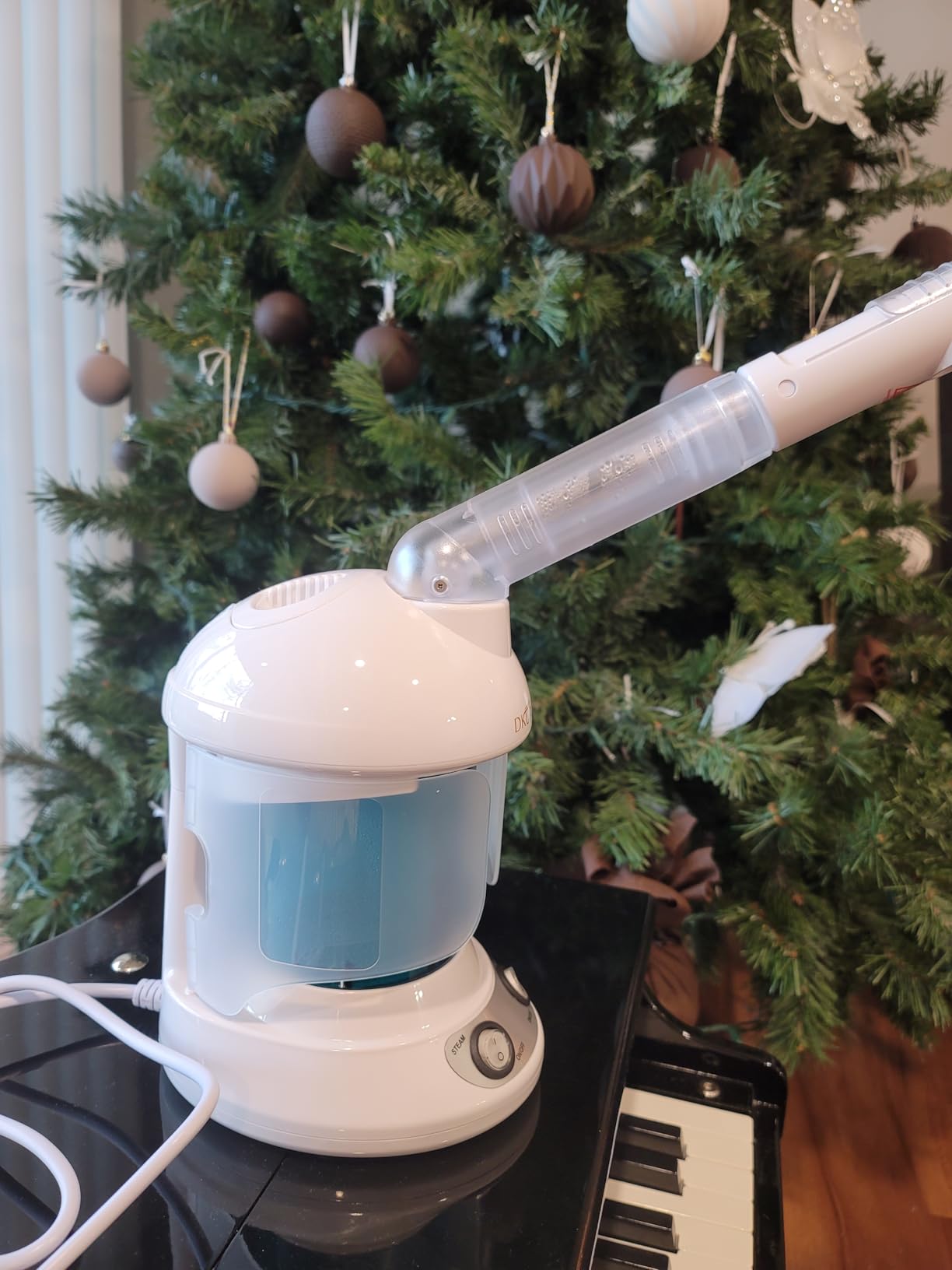 Facial Steamer, Nano Ionic Face Steamer for Facial Deep Cleaning Portable Ozone Steamer with Extendable 360° Rotating Arm, Humidifier for Home Salon Spa or Personal Care (Blue) customer photo 1
