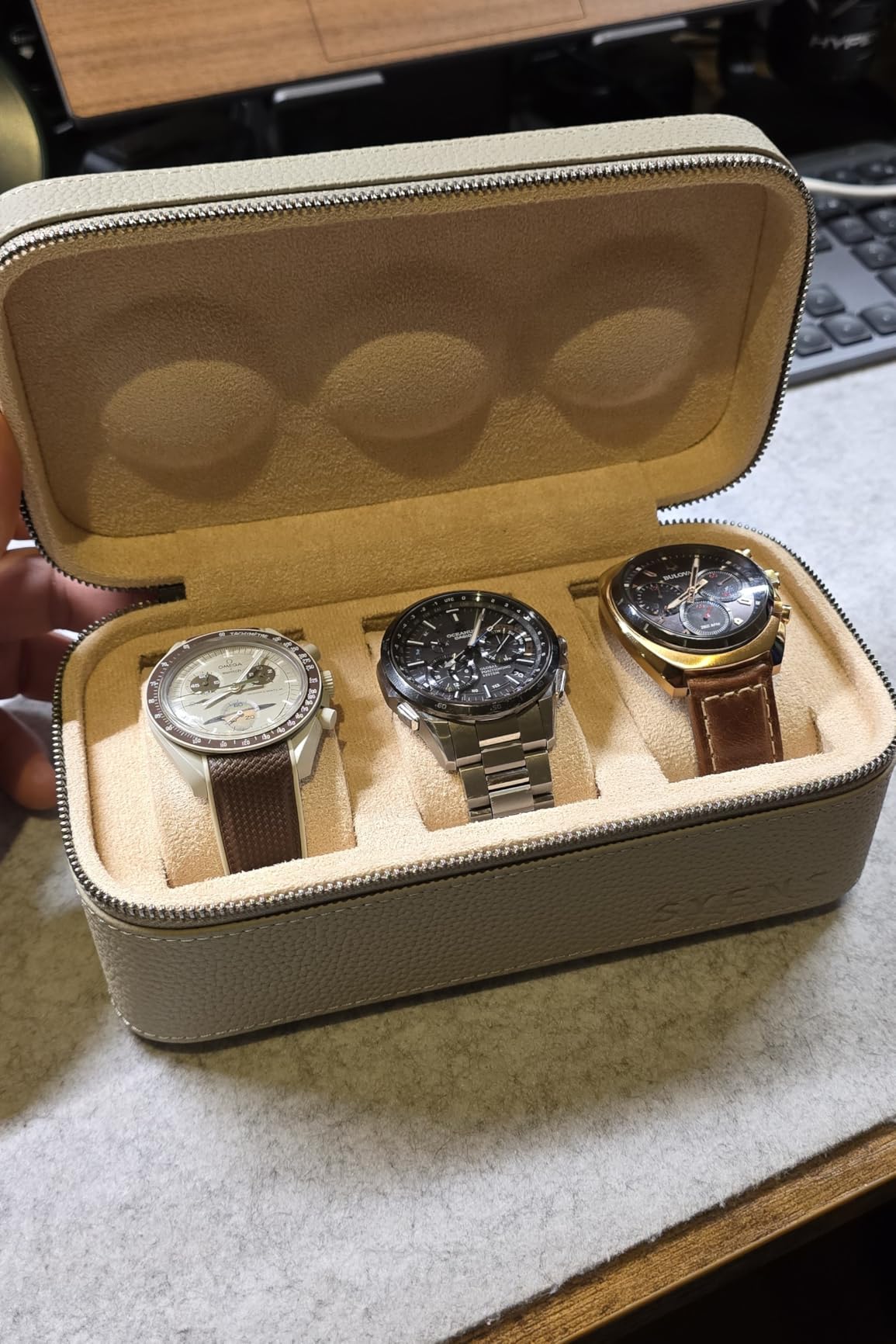 SYENS Leather Watch Roll Travel Case 3 Watches Box, Suitable for all Watches and Smartwatches under 55mm customer photo 1