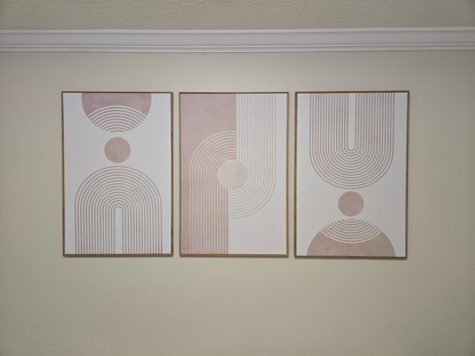 BINCUE Abstract Modern Wall Art Decor Framed Neutral Painting Prints Artwork for Living Room Bedroom 16x24 Inch Set of 3 customer photo 1