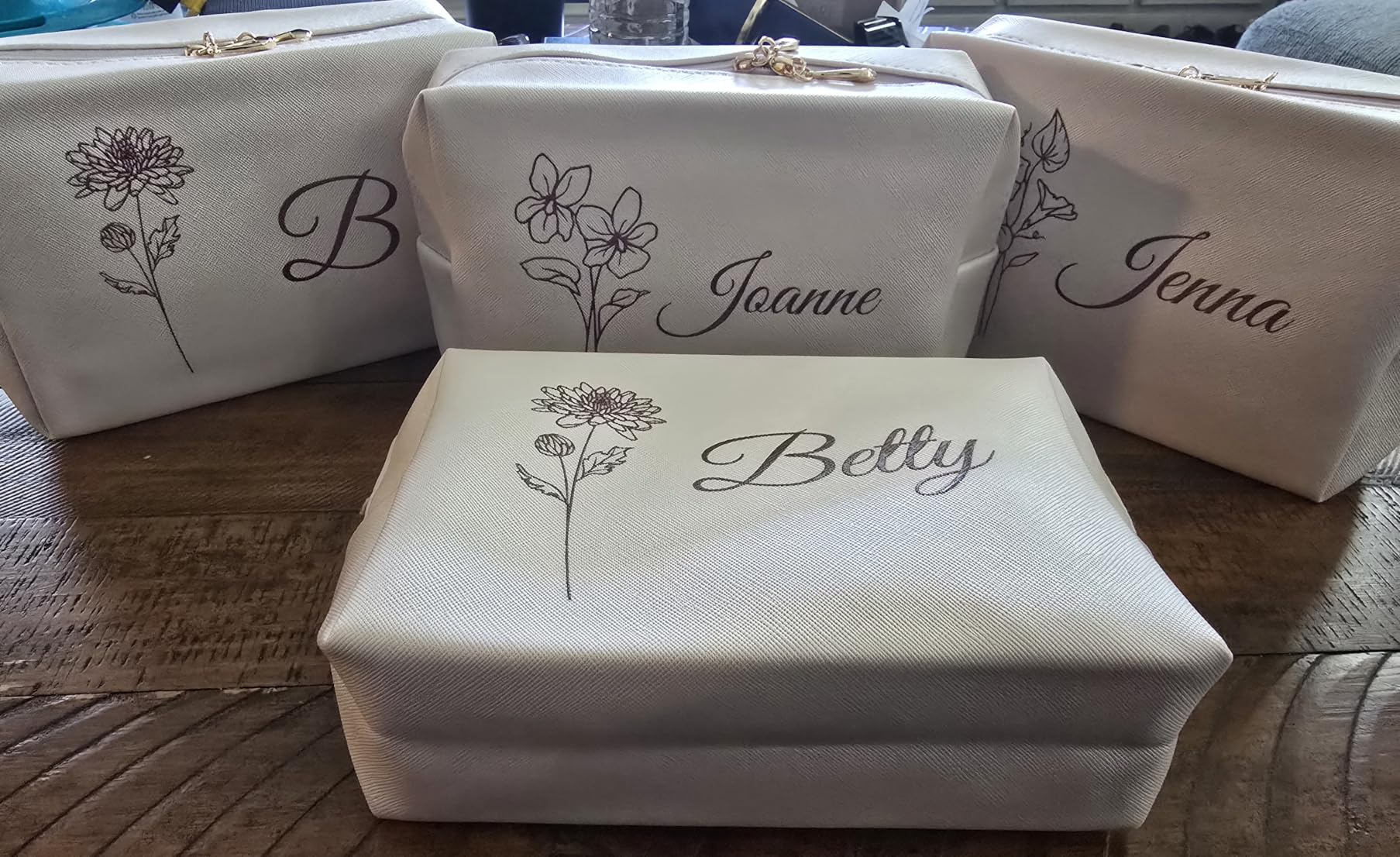 DayOfShe Personalized Name Makeup Bag for Bridesmaid Gifts Bridal Shower Wedding Gifts Custom Travel Toiletry Bag Cosmetic Bag for Best Friend Birthday Gifts customer photo 2