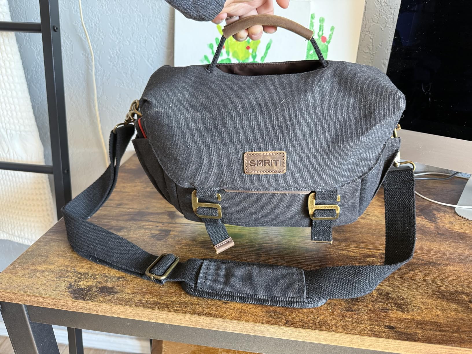SMRITI Canvas DSLR Camera Bag, Camera Messenger Bag for Photographers,Travel Waterproof Shoulder Camera Case for Men Women (Brown) customer photo 2