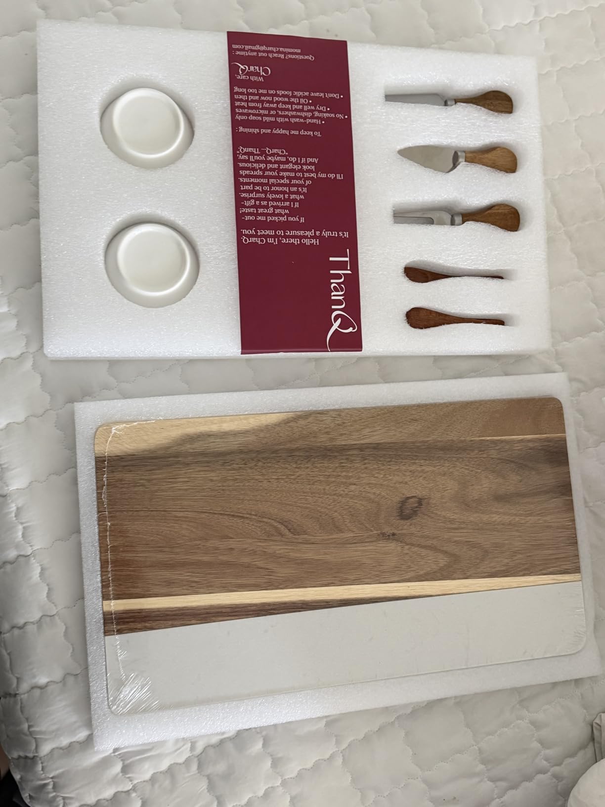 Charcuterie Board Set - Marble & Acacia Wood Cheese Board Gift Set | Gift Set, For Hosting, Wedding and Housewarming, Bridal Shower, Marble Serving Tray customer photo 1