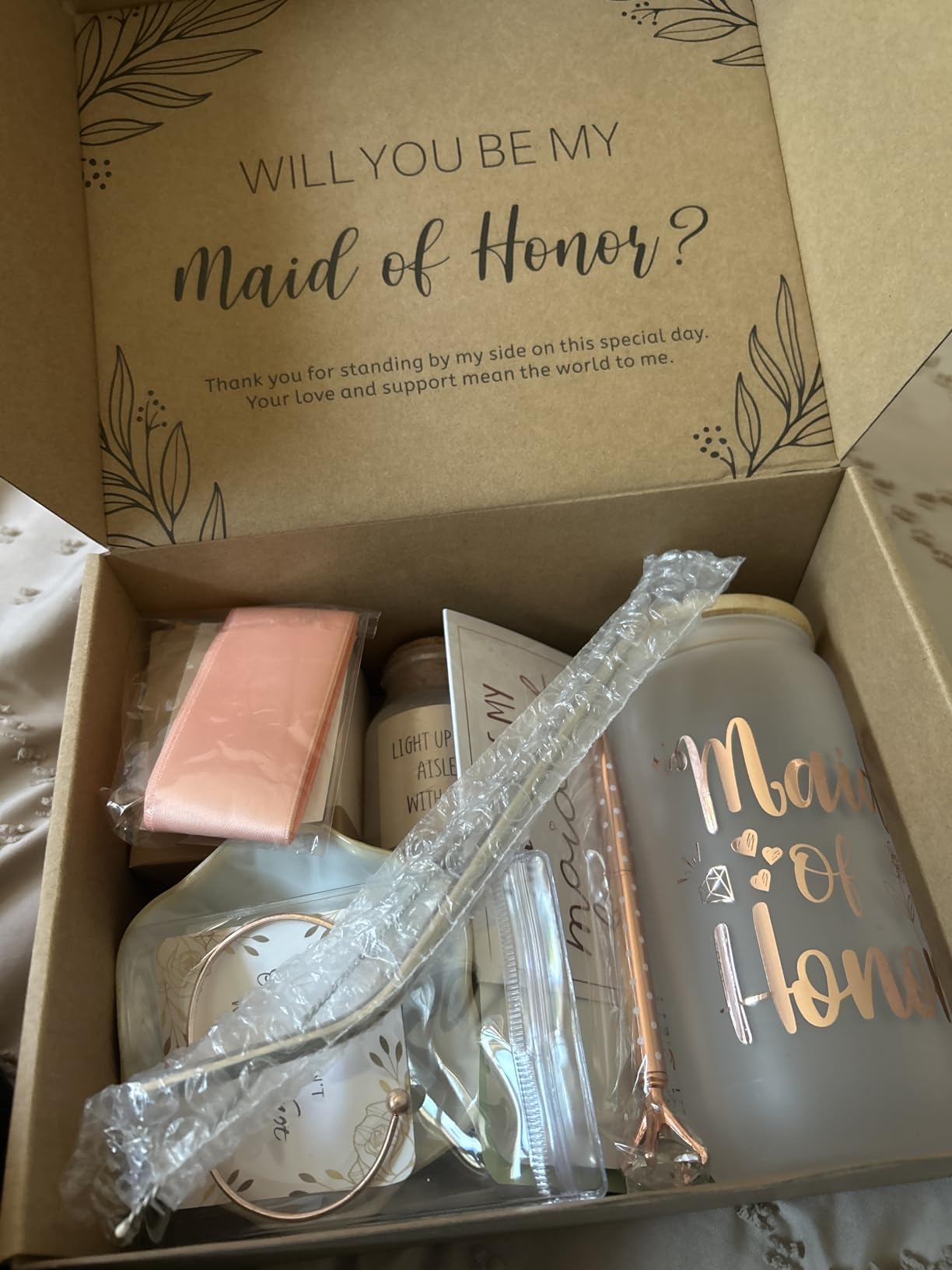 iAOVUEBY 12 PCS Maid of Honor Proposal Gifts, Will You Be My Maid of Honor Proposal Box Set customer photo 1