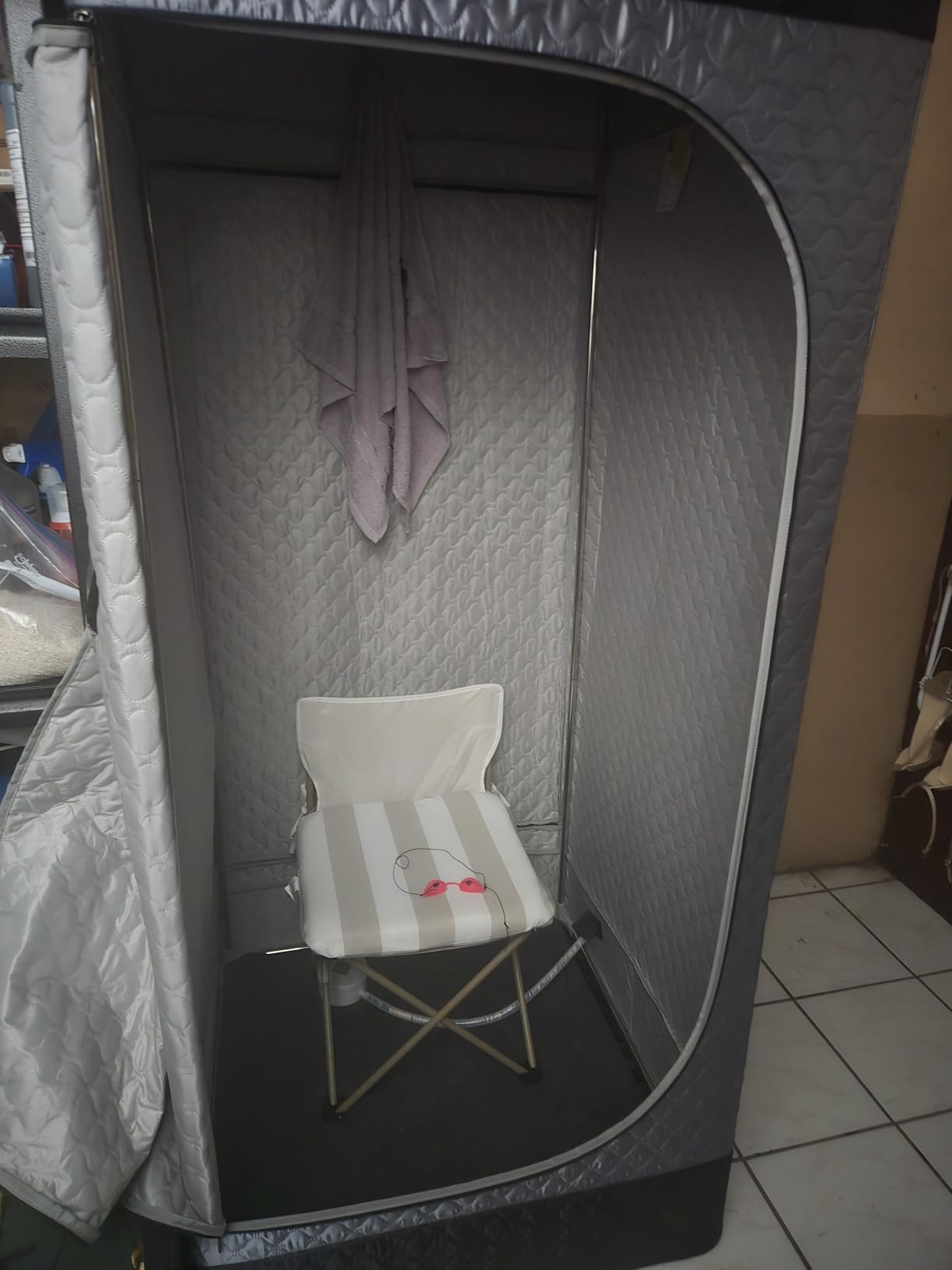 Portable Infrared Sauna Box for Home, Steam Sauna Tent with 660nm & 850nm Red Light Therapy, 3L 1200W Steamer, Oversized Folding Chair, 9 Heat Levels & 99-Min Timer for Home Spa Relaxation customer photo 2