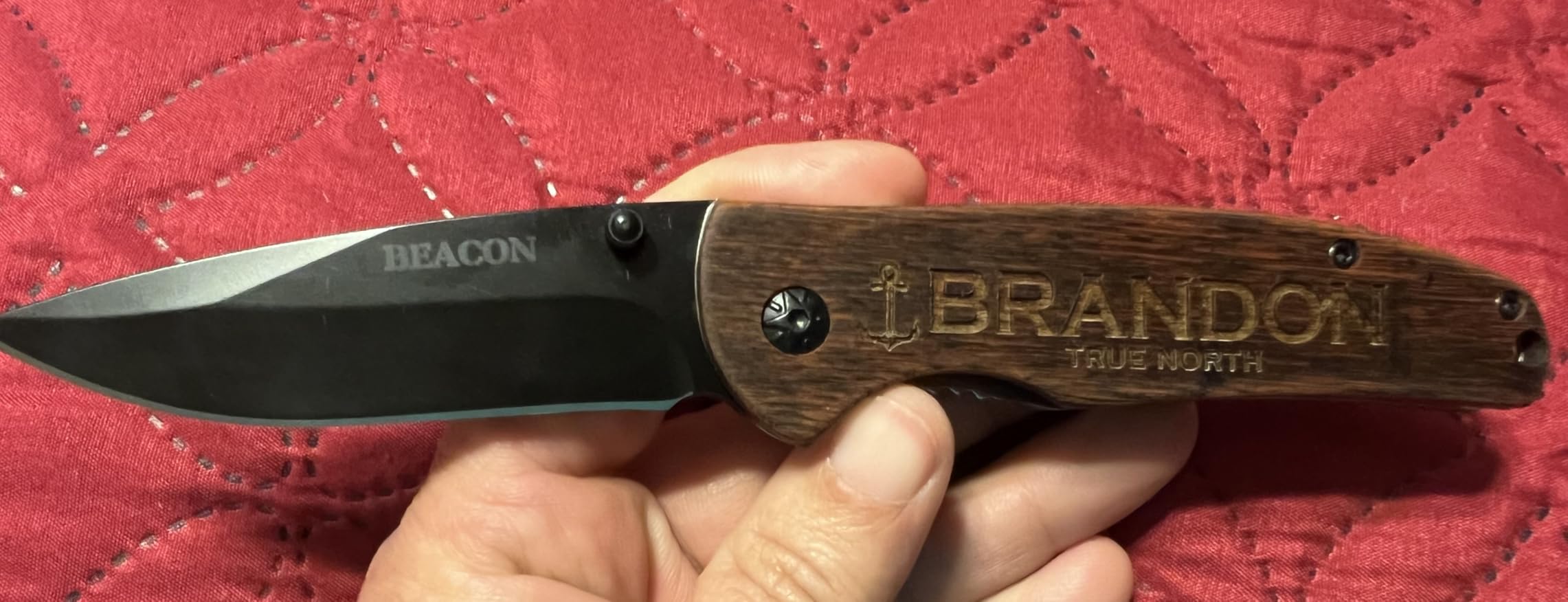 GIFTS TO ENGRAVE Custom Pocket Knife for Men, Personalized Fathers Day Gift, Engraved Hunting Knife, Wood Handle, Groomsmen & Best Man Gift customer photo 2
