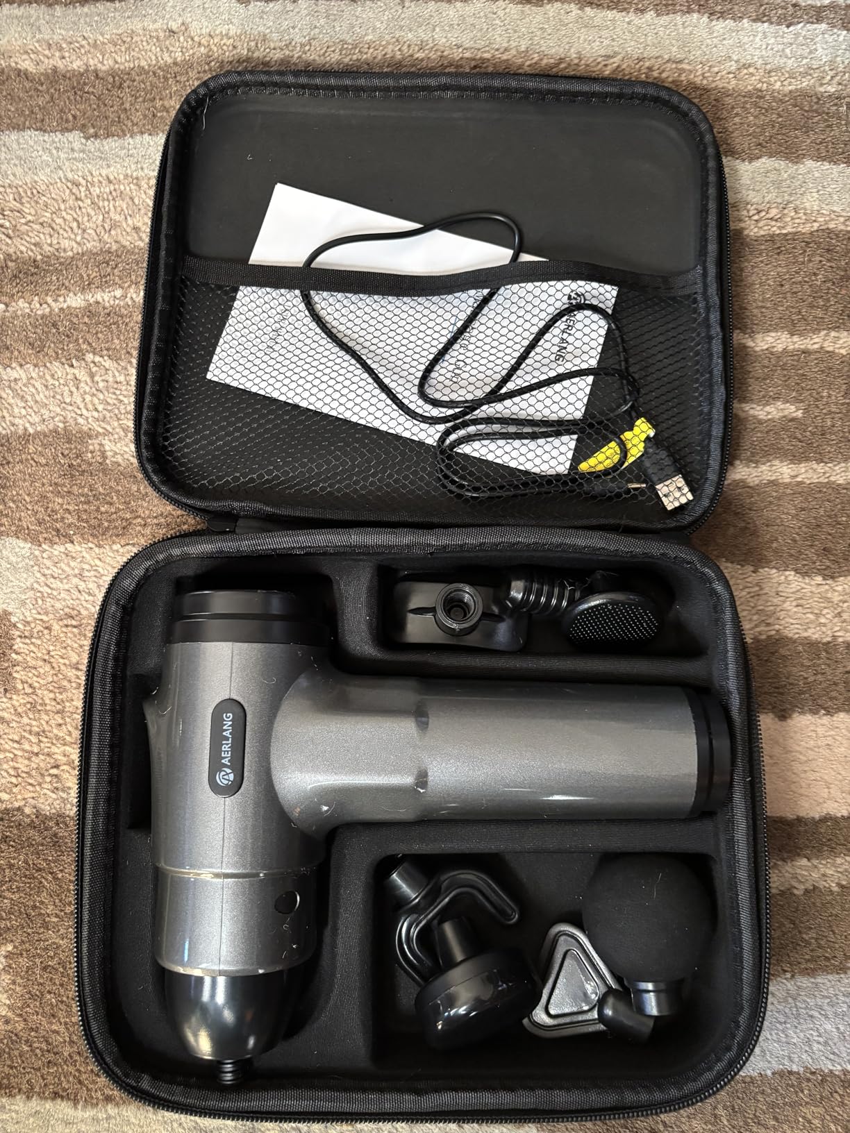 AERLANG Massage Gun with Heat Deep Tissue Back Massager Neck Massager for Pain Relief, Muscle Percussion Massage Gun, Birthday Gifts for Men Women Dad him Handheld Message Gun with 7Heads&Silent customer photo 1