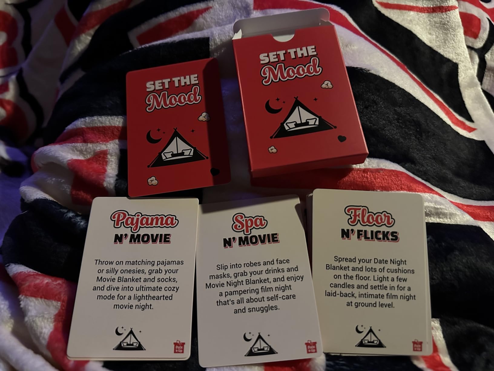 Movie Night Date Night Box for Couples, Perfect Valentines Day Gifts with Couples Blanket, Popcorn Bowl Buckets, Re-usable Cups, Date Night Generator Cards, Movie Genre Dice, Gifts for Movie Lovers customer photo 2