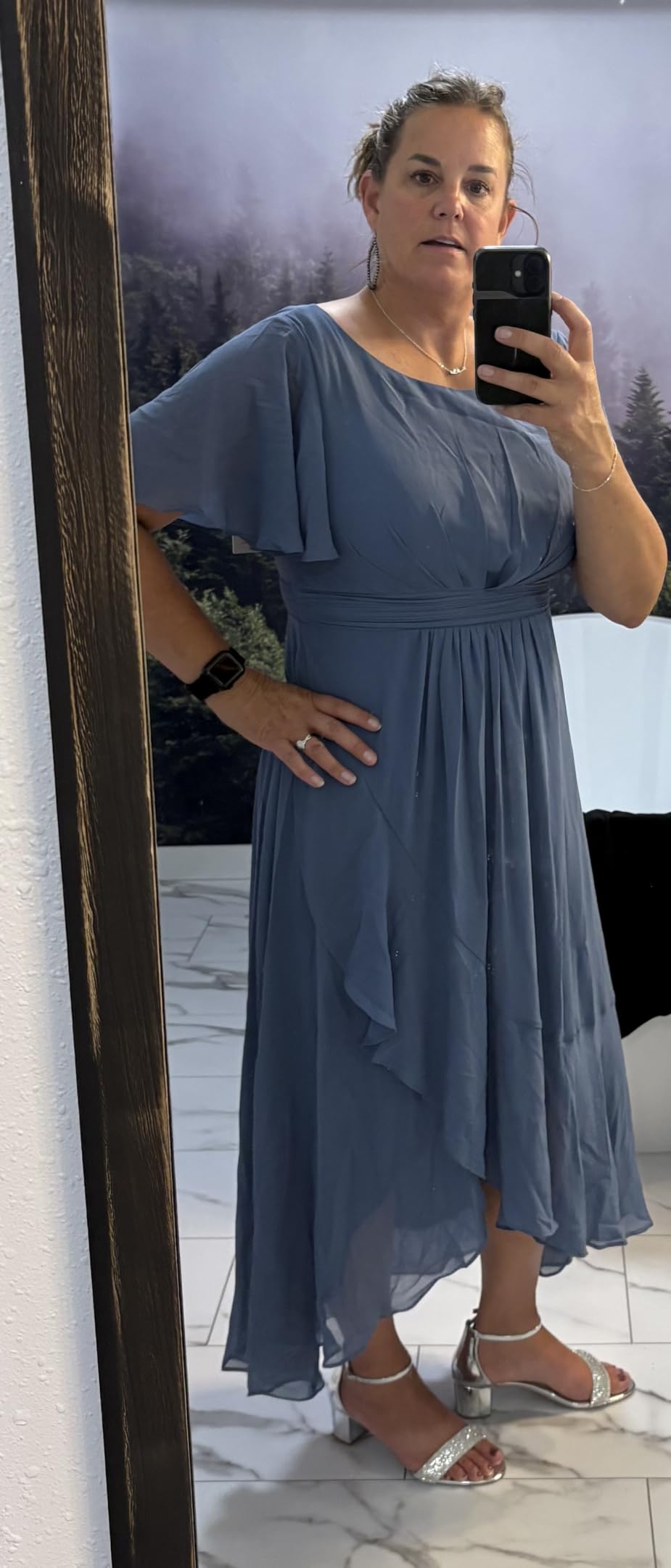 Women's Low Block Chunky Heels Sandals Comfortable Open Toe Ankle Strap Party Dress Pump Shoes Strappy Buckle Heeled Sandal with 2 Inches Tall Thick Heel Design customer photo 2