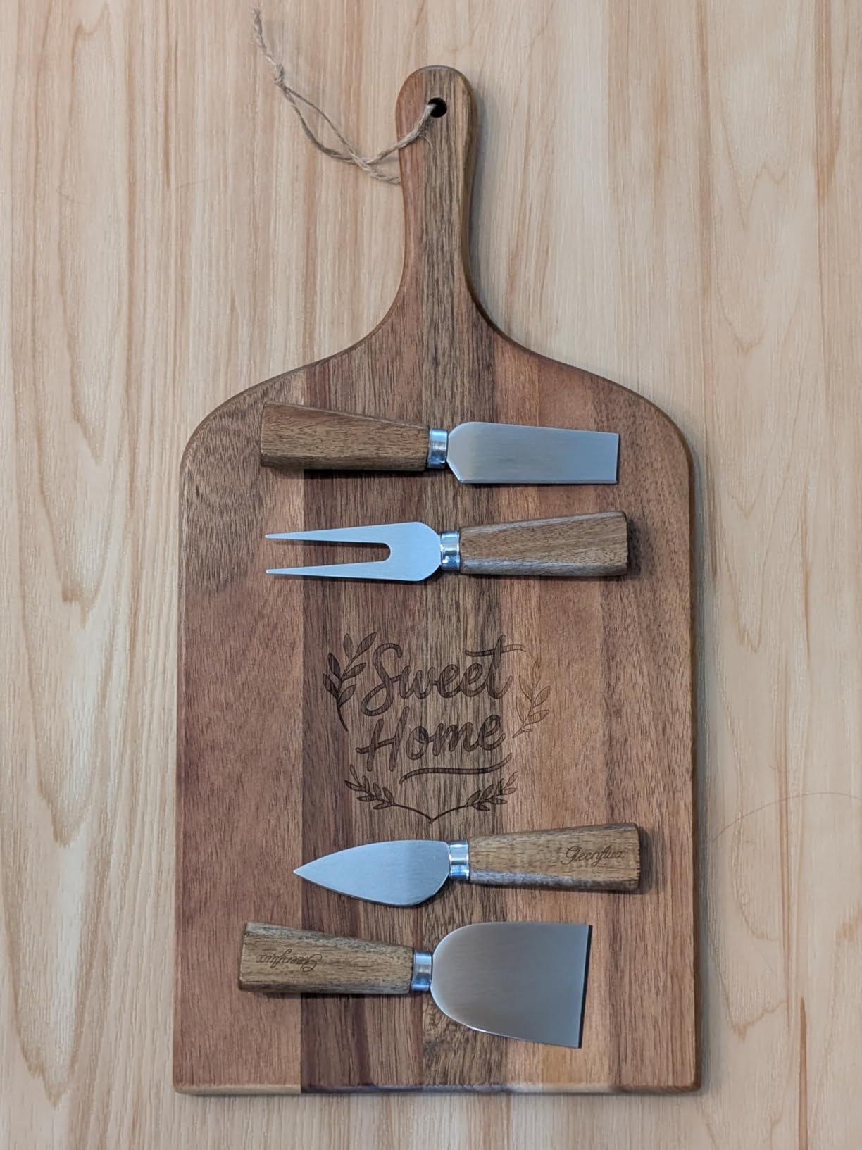 9-Piece Charcuterie Board Gift Set, Acacia Wood Cheese Board with Knives | 100% Acacia Wood, Cheese Knives & Coasters, Charcuterie & Cheese Serving, Entertaining, Wedding & Housewarming Gift customer photo 2