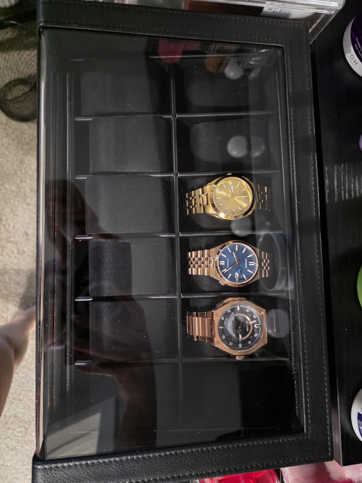 ProCase Watch Box for Men, 12 Slots Watch Display Holder with Clear Acrylic Top, Large Capacity PU Leather Case with Drawer Organizer, Jewelry Storage, Ideal Gift for Men Women -Brown customer photo 2