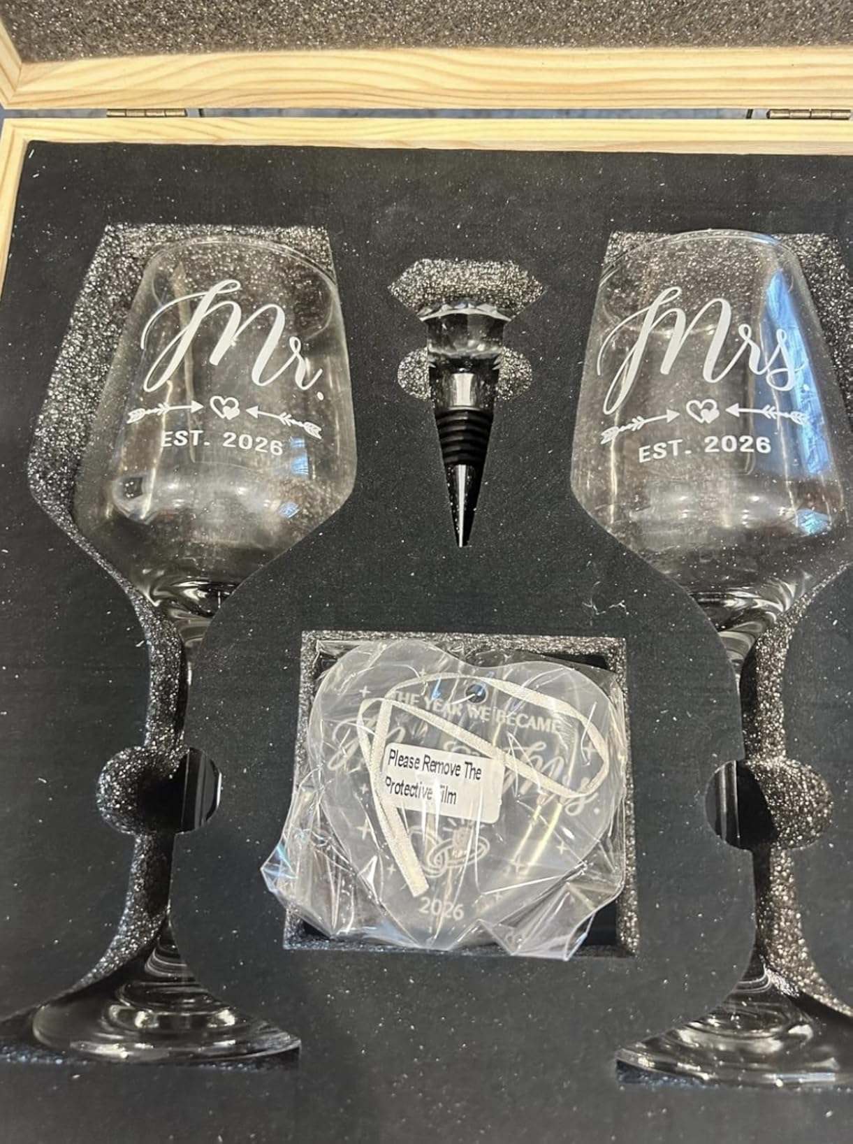 Wedding Gifts for Couples 2026 Mr and Mrs Engraved Wine Glasses Engagement Gift for Newlywed Bachelorette Bridal Shower Gifts for Bride and Groom Present for Bride To Be His and Hers customer photo 1