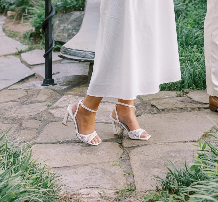 Strappy Heels for Women Heeled Sandals Square Toe Heel Ankle Strap Stiletto Mesh High Heels Dress Shoes customer photo 1