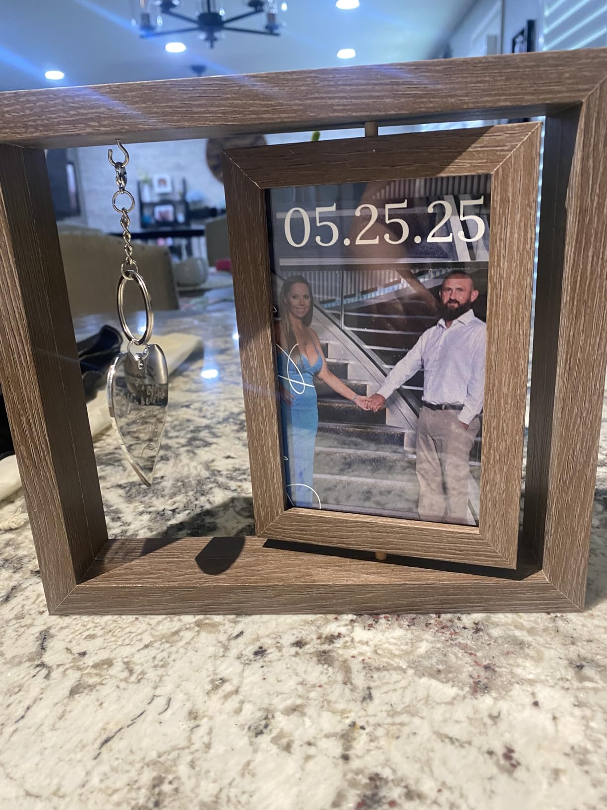 Wedding Gifts for Couples 2026, Wedding Picture Frame - Rotating Floating Mr and Mrs Frame, Bridal Shower Gifts for Bride, Engagement Gift for Couples Newlyweds, Holds 4x6 Pictures customer photo 1