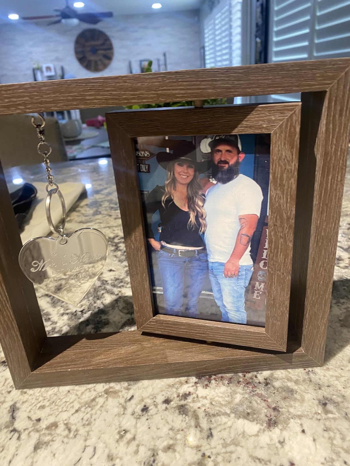 Wedding Gifts for Couples 2026, Wedding Picture Frame - Rotating Floating Mr and Mrs Frame, Bridal Shower Gifts for Bride, Engagement Gift for Couples Newlyweds, Holds 4x6 Pictures customer photo 2