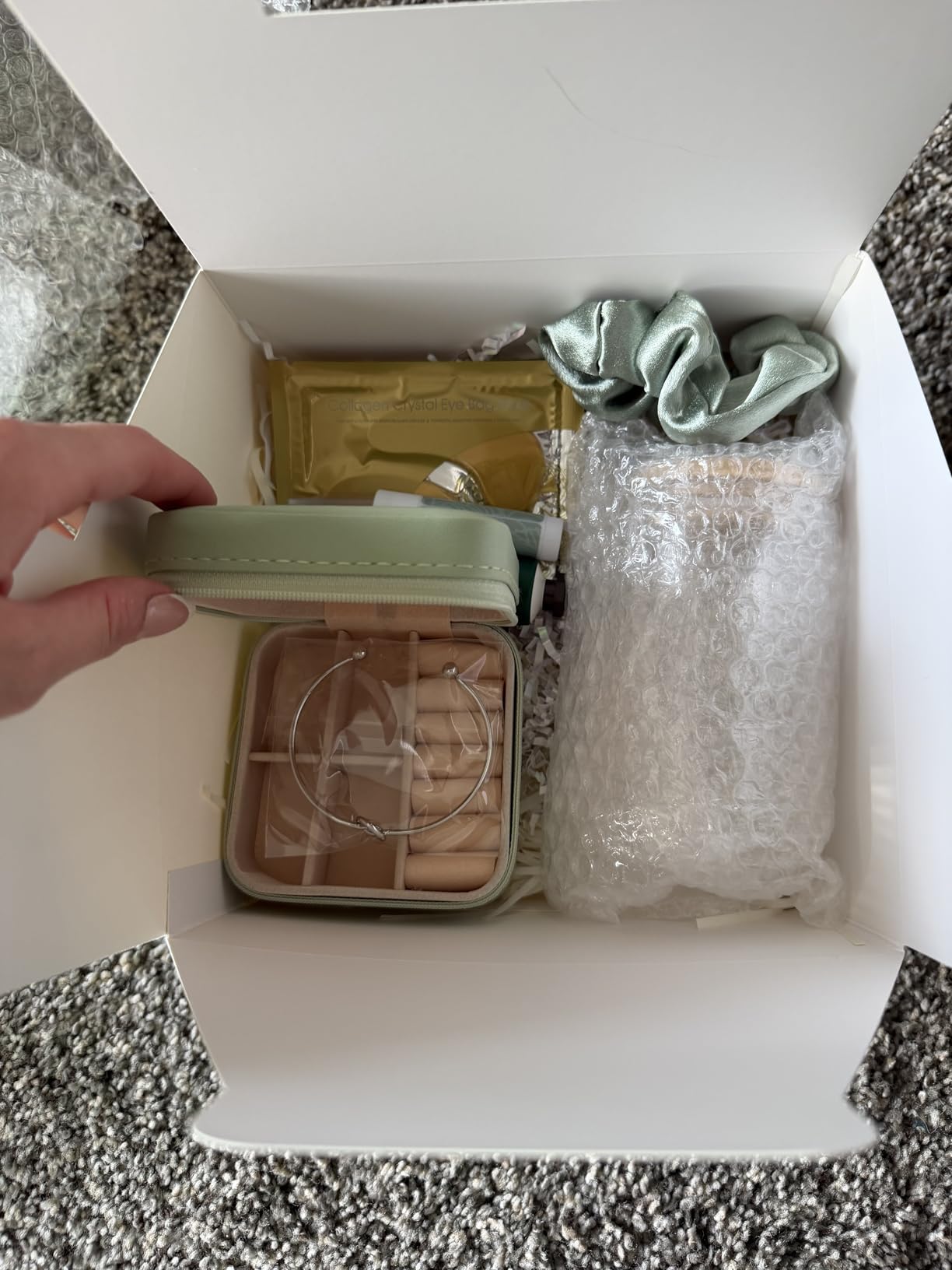 Teenyyou 60 Pcs Bridesmaid Proposal Gifts Bridesmaid Box Set Maid of Honor Gift Wedding Bridal Shower Include Jewelry Box Glass Cup Scrunchies Hair Knotted Bracelets Hand Cream Lip Balm Cards(Beige) customer photo 2
