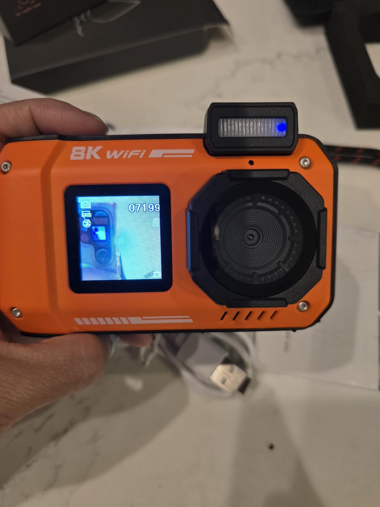 8K Underwater Camera WiFi 90MP 50FT Waterproof 32GB Card Dual-Screen Touch, Suitable for Snorkeling and Diving, Rugged Shockproof Dustproof, AF Selfie, 18X Zoom, Floatable, 1800mAh Battery customer photo 1