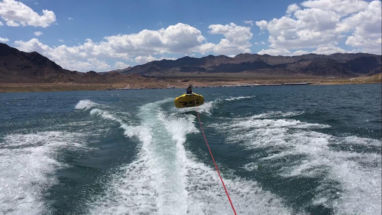 RAVE Sports Razor Inflatable Towable Tube, 1-2 Riders, Unique Skim-Fast Bottom Coating, Nylon Cover, Four Foam-Filled Reinforced Handles, Quick Connect Tow Point, Boat Tubes and Towables customer photo 2