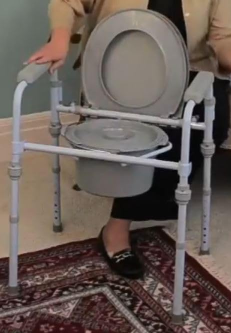 Drive Medical Folding Bedside Commode, Adjustable Height, Supports 350 lb customer photo 1