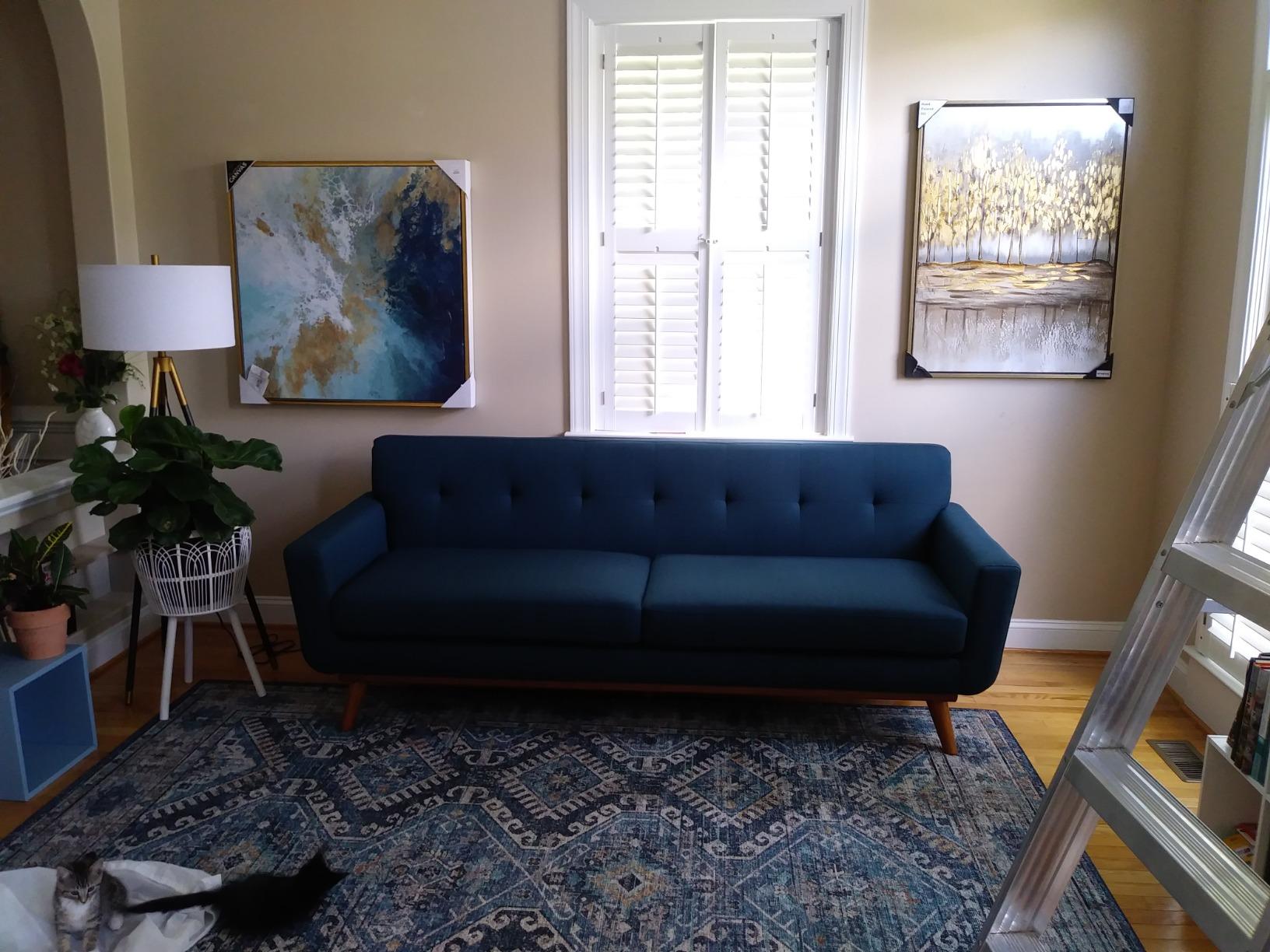 Modway Engage Mid-Century Modern Upholstered Fabric Sofa in Azure customer photo 1