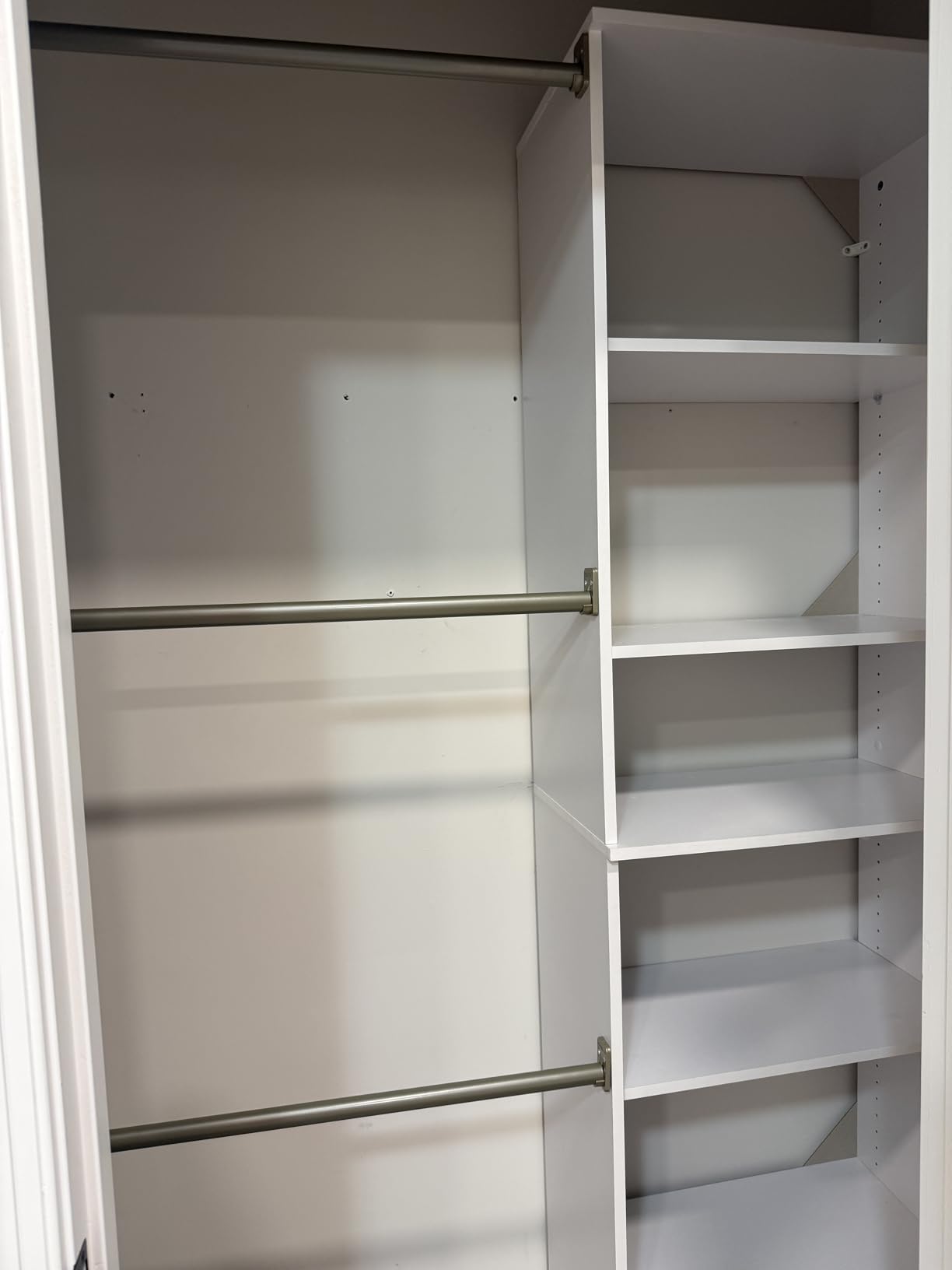 ClosetMaid SuiteSymphony Wood Closet Organizer System, 25-Inch Starter Kit with Tower and 3 Hang Rods and Shelving, Pure White customer photo 2