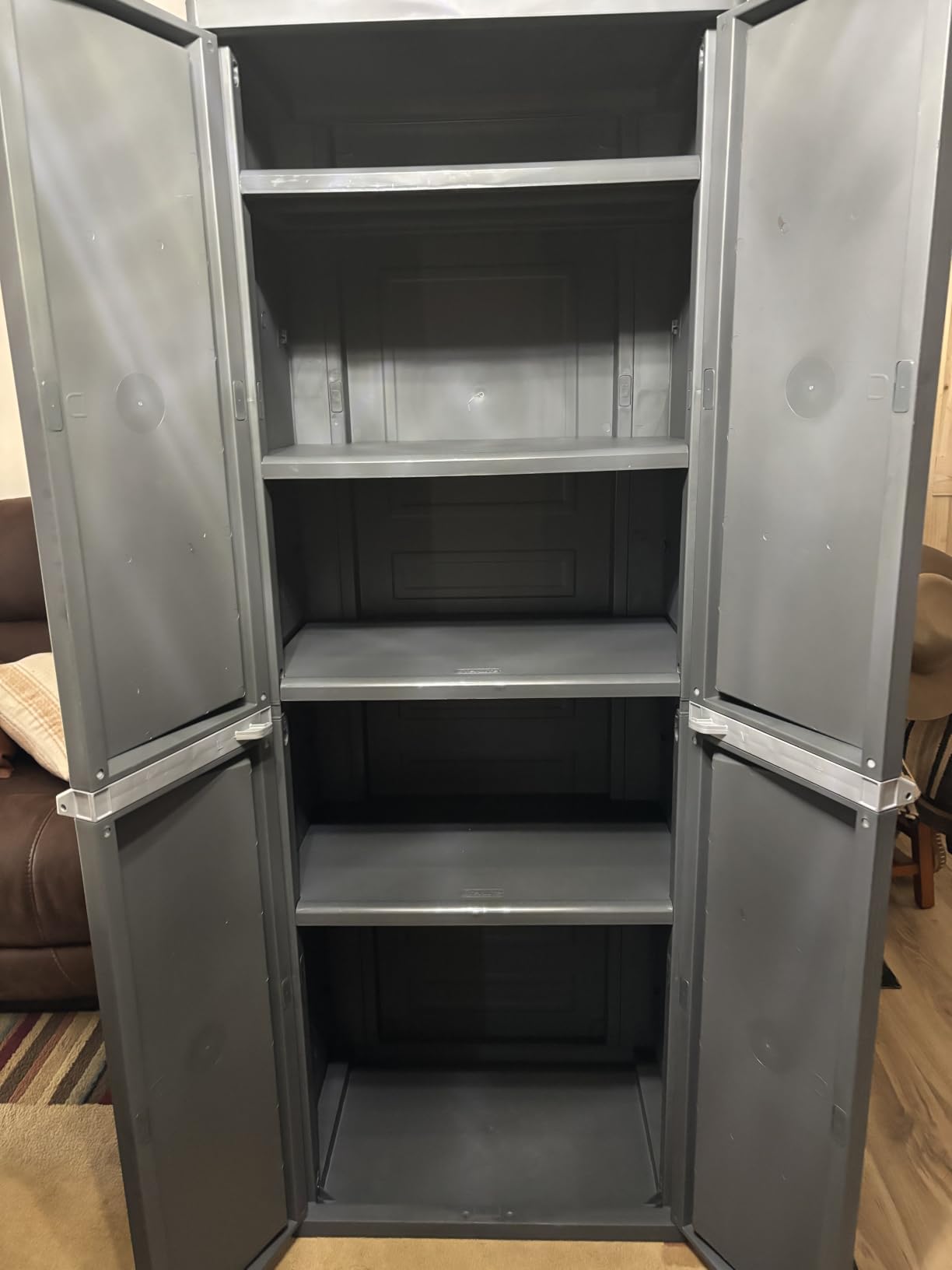 Sterilite 4 Shelf Cabinet, Lockable Utility Storage, Gray customer photo 2