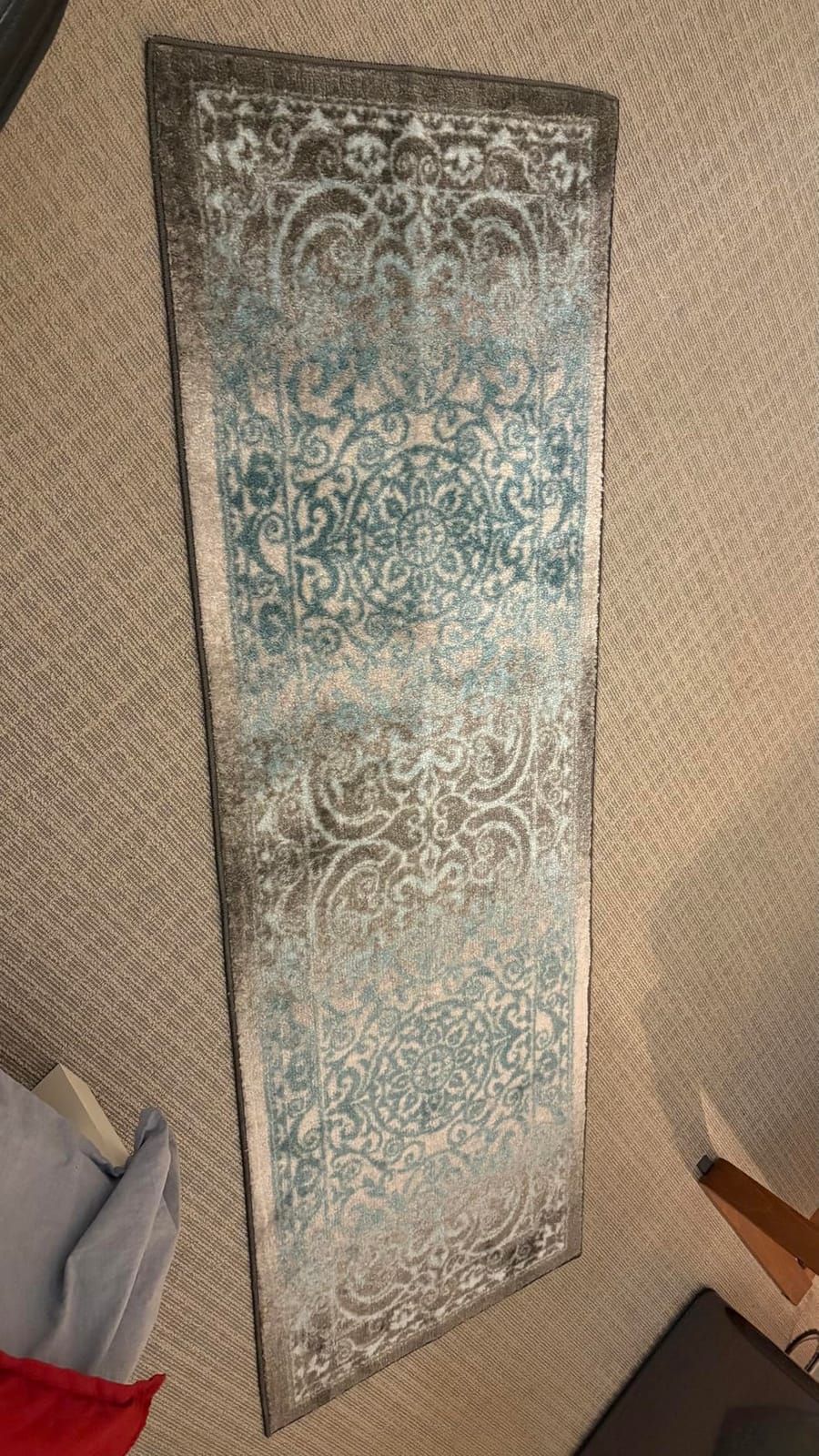 Maples Rugs Pelham Vintage Medallion Runner Rug - Made in USA - Washable, Non-Slip, Low Profile Indoor Rug for Hallway, Kitchen, and Laundry Room, 2' x 6', Blue/Grey customer photo 1