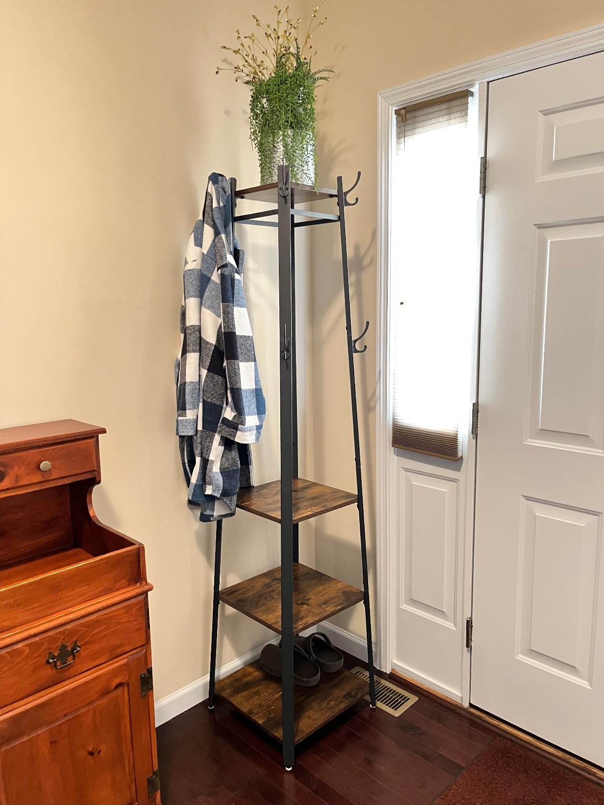 VASAGLE Coat Rack Freestanding, Hall Tree with 2 Shelves customer photo 2
