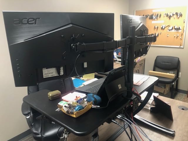 VIVO Black 42 inch Standing Desk Converter, DESK-V000VL | Large, Height Adjustable, Stand Up Desk Riser, Wide Keyboard Tray, Standing Dual Monitor and Laptop Workstation, V Series customer photo 2