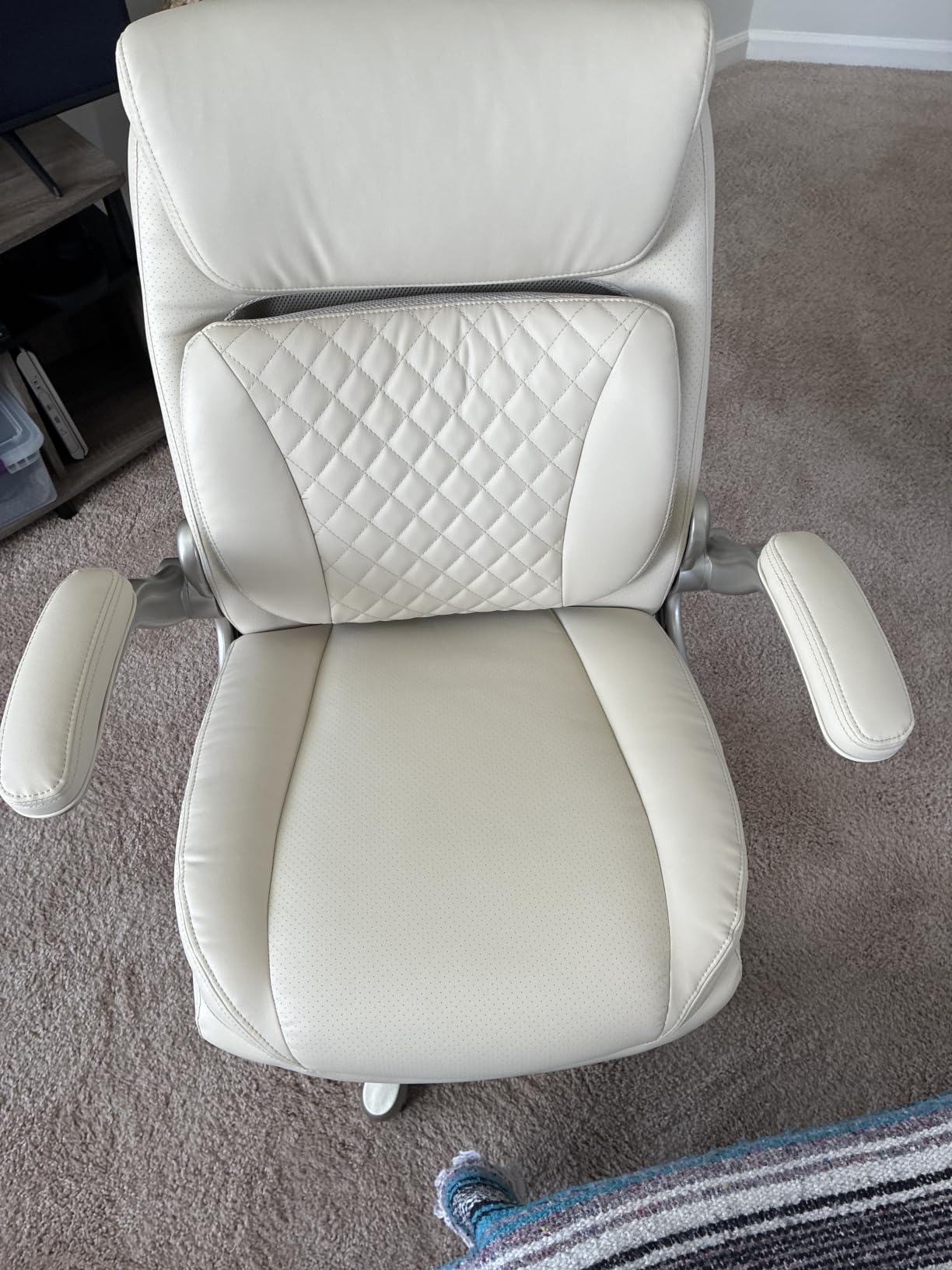 Amazon Basics Ergonomic Executive Office Chair with Adjustable Lumbar Support, Flip-up Arms, Height Adjustable, 360° Rolling Swivel, Computer Desk Chair, Grey Leather customer photo 2