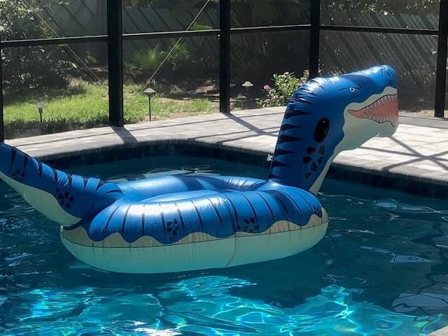 Jasonwell Inflatable Dinosaur Swimming Pool Float for Kids Boys Girls Adults 124'' Giant Tyrannosaurus Rex Floatie Summer Beach Ride on Party Pool Raft Lounge Toys customer photo 2