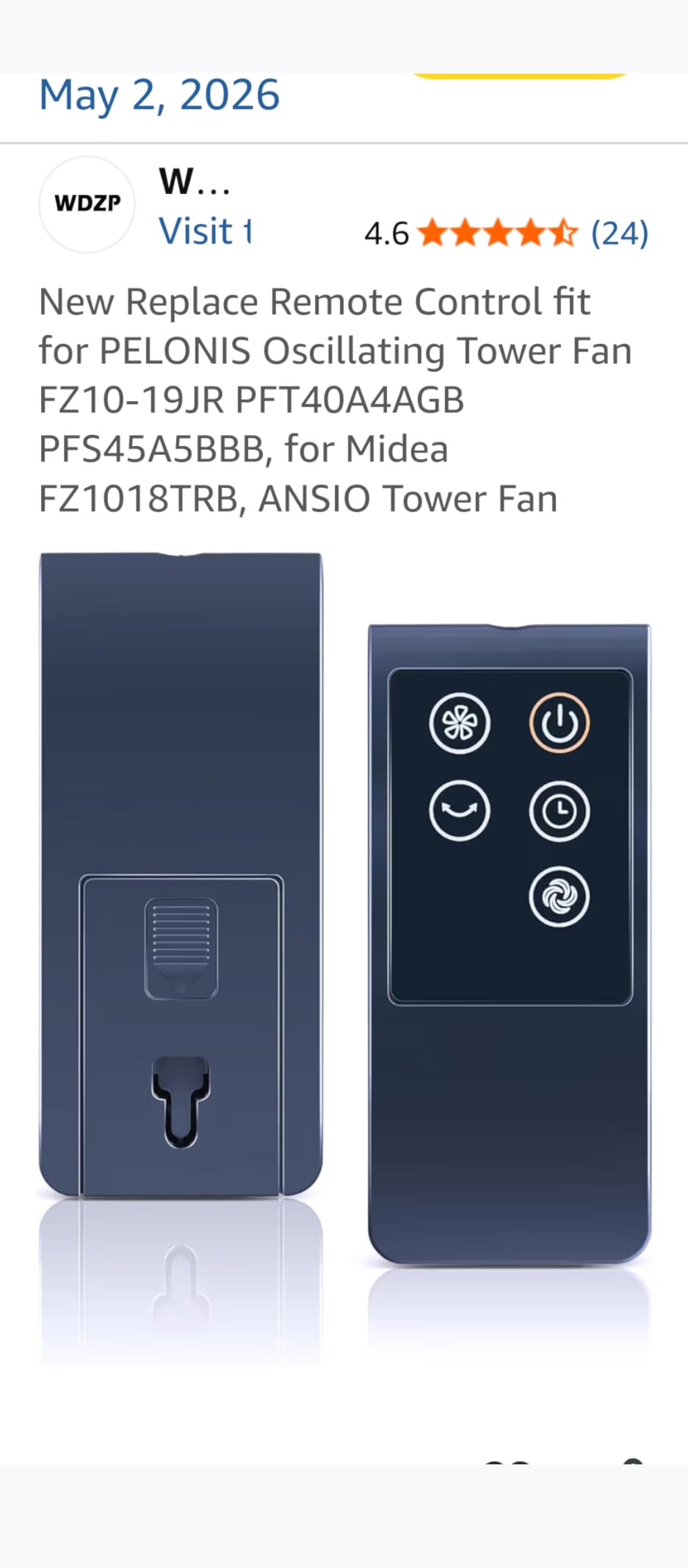 PELONIS 40-inch Bladeless Tower Fan for Bedroom, Standing Fan with Remote Control, 26ft/s, 90° Oscillation, 3 Speed Settings, 27 dB, 3 Modes, 15-Hour Timer, LED Display, Fan that Blows Cold Air, Black customer photo 2
