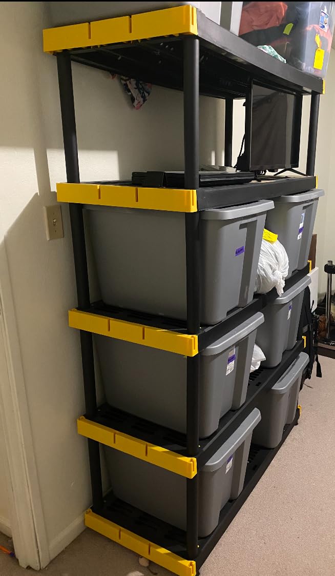 CX 4-Tier Heavy Duty Plastic Storage Shelves for Garage Organization | Freestanding garage utility rack with easy assembly, 4 shelves at 200lbs/Shelf, 55H x 48W x 20D, Black & Yellow, Made in USA customer photo 1