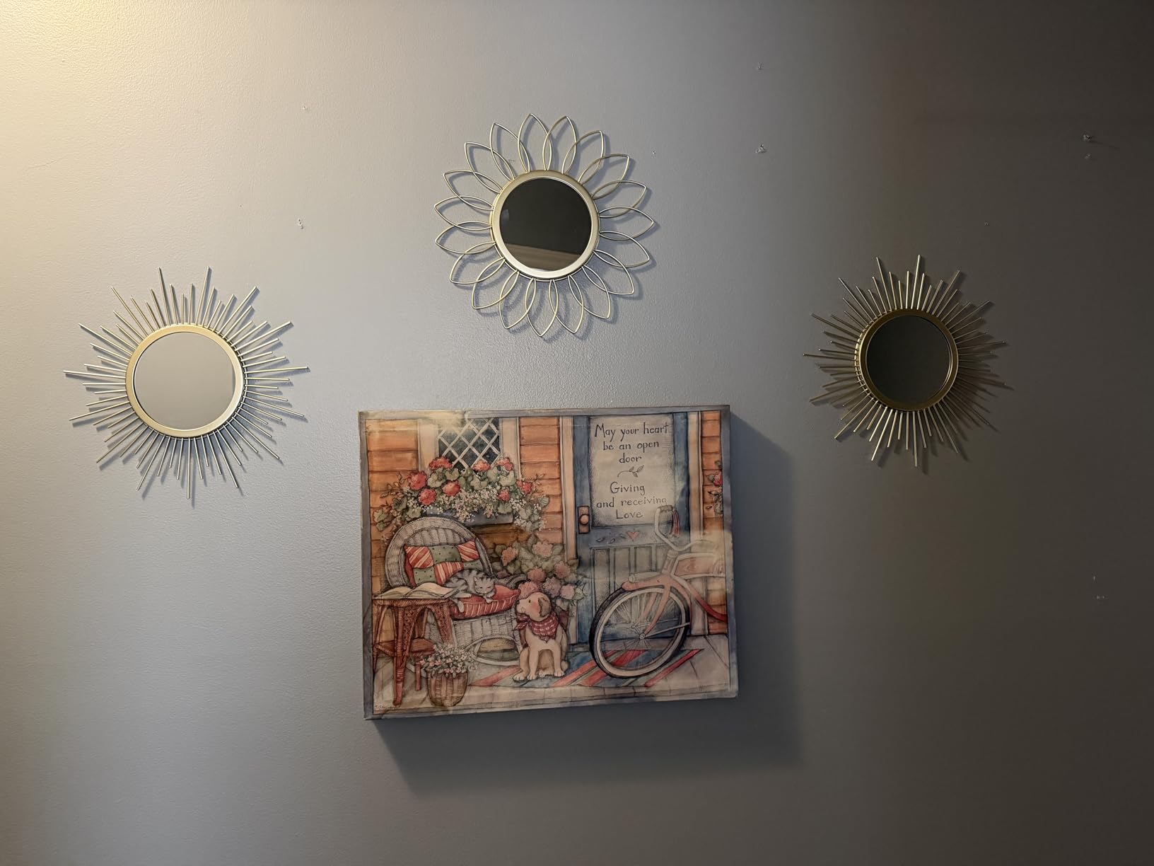 3 Pack Metal Mirrors for Wall Gold Sunburst Wall Mirror Home Decor Accent customer photo 1