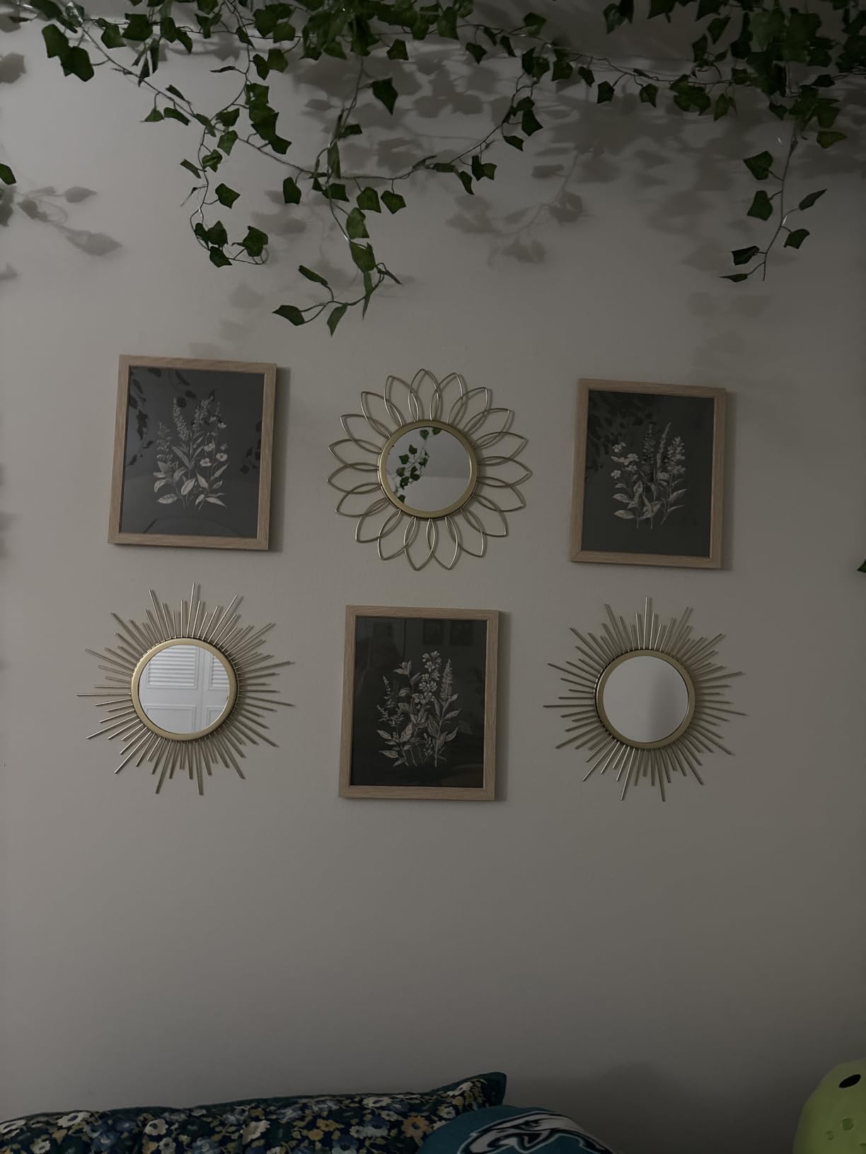 3 Pack Metal Mirrors for Wall Gold Sunburst Wall Mirror Home Decor Accent customer photo 2