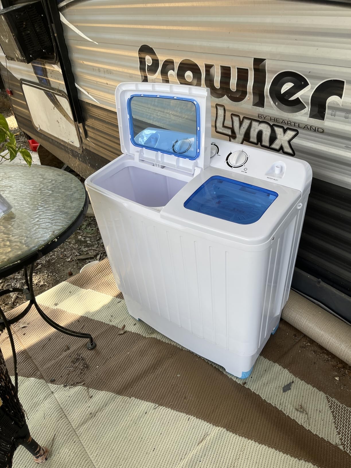 COSTWAY Portable Washing Machine, 12Lbs Washer and 8Lbs Spinner, Blue+White | Twin Tub 20 Lbs Capacity, Durable Design, Timer Control, Compact Laundry Washer for RV Apartments Dorms customer photo 2