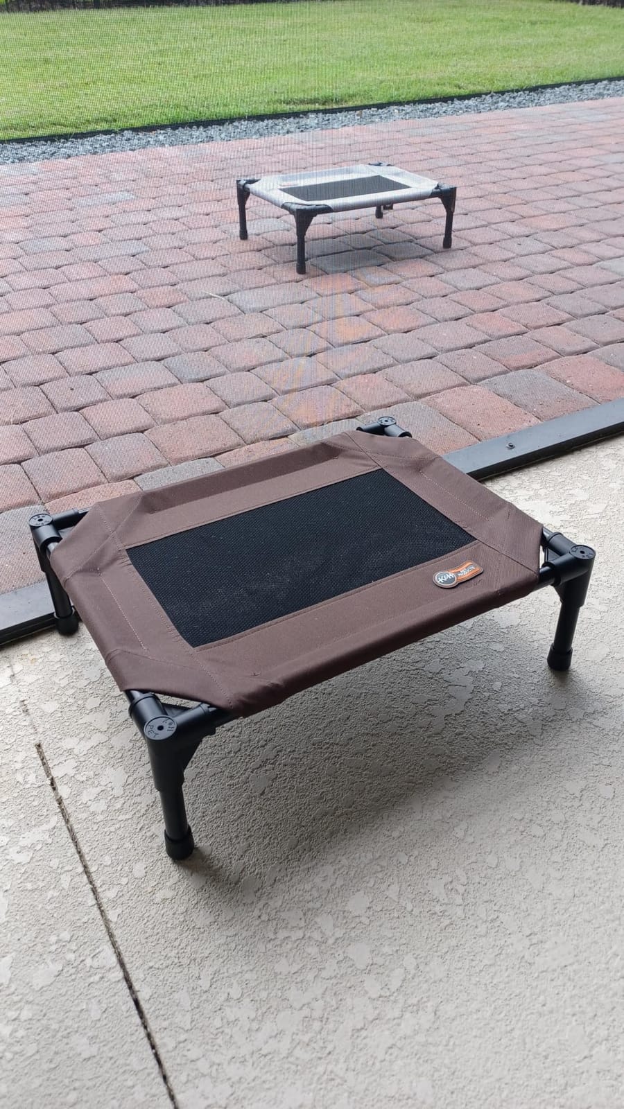 K&H Outdoor Elevated Dog Bed, Cooling Raised Dog Bed, Medium 32x25in, Tan | Cool comfort outdoors, medium dog cot with hammock support, washable dog bed, metal frame, quick-dry mesh customer photo 1