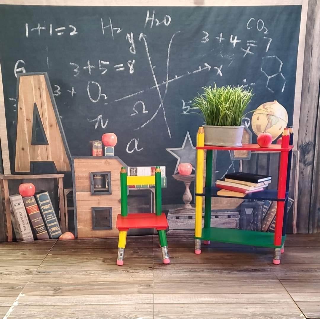 Kate 7x5ft Fabric Welcome Back to School Backdrop for Photography | Black Chalkboard Globe Book Backgrounds Wood Wall and ABC Decoration Students Photocall Backdrop customer photo 1