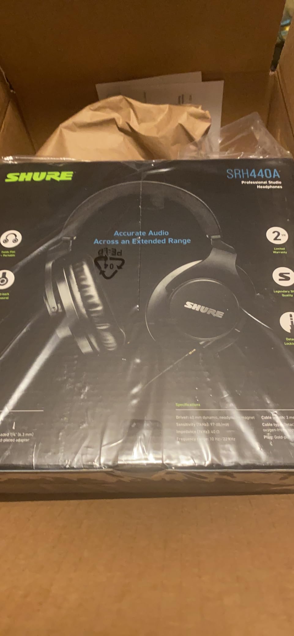 Shure SRH440A Over-Ear Wired Studio Headphones - Professional Monitoring & Recording Earphones with Accurate Frequency Response, Adjustable Collapsible Design, Black | 40mm Neodymium Drivers, 10-22 Khz Response, Detachable 3 M Cable, 3.5mm Plus 1/4 Adapter, 268 G customer photo 1