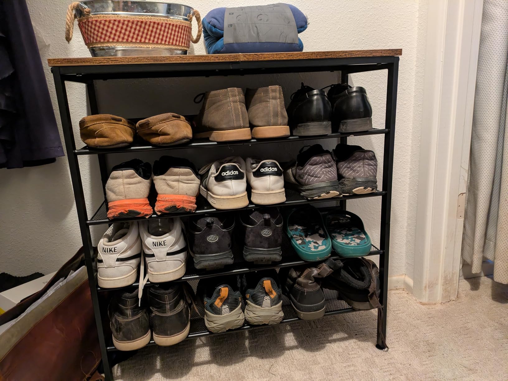 HOOBRO Shoe Rack for Entryway, 5-Tier Shoe Organizer with Adjustable Mesh Shelves, 16-20 Pairs of Shoes, Spacious Floor Mount, Metal, Industrial, Shoe Shelf for Closet, Rustic Brown BF12XJ01 customer photo 1