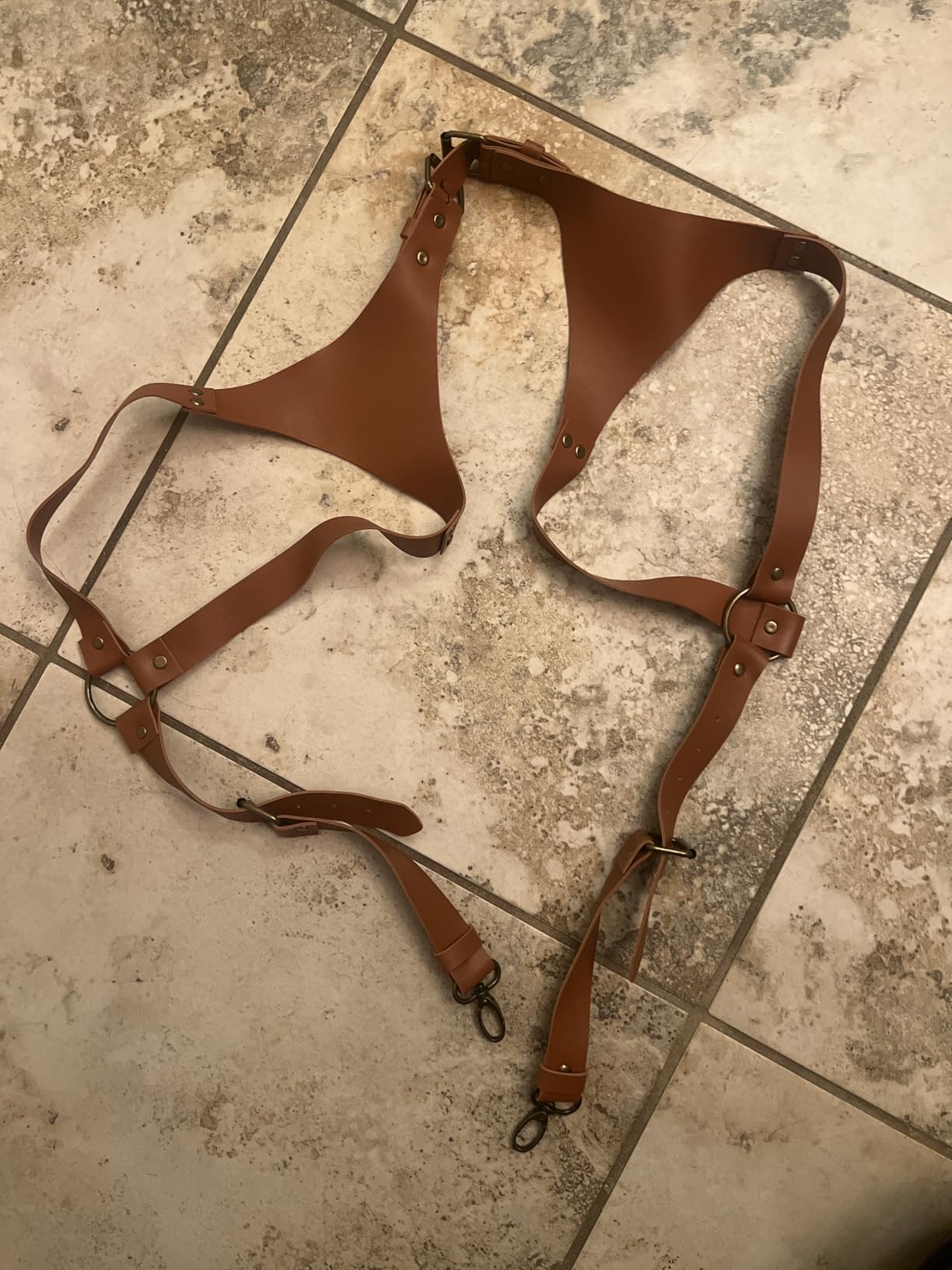 Double Camera Strap, Camera Shoulder Strap for Two Cameras, Adjustable Leather Double Camera Harness Brown customer photo 2
