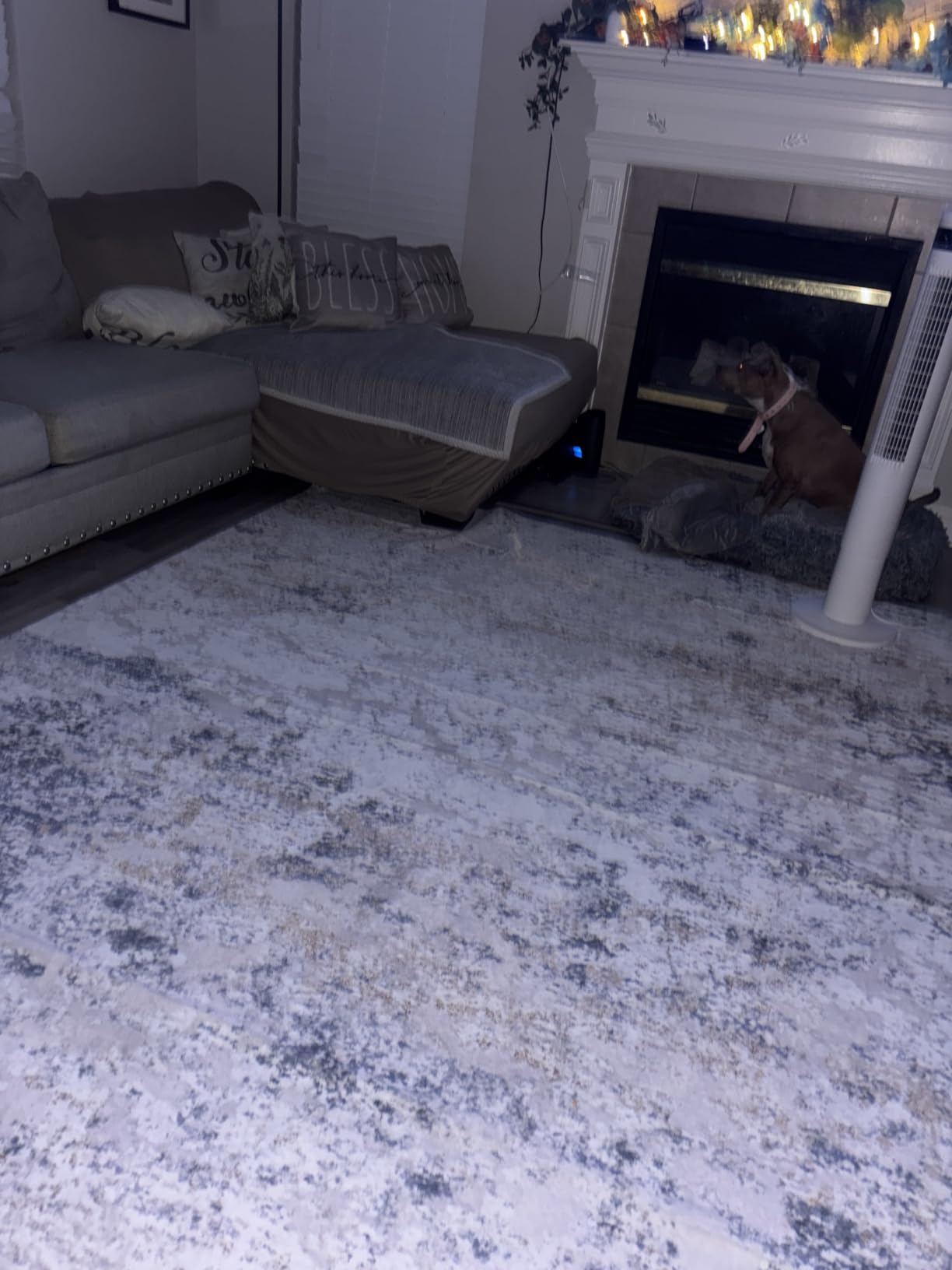 DMOYEST Area Rug Living Room Rugs 9x12 Washable Abstract Grey Carpet Non-Slip customer photo 2