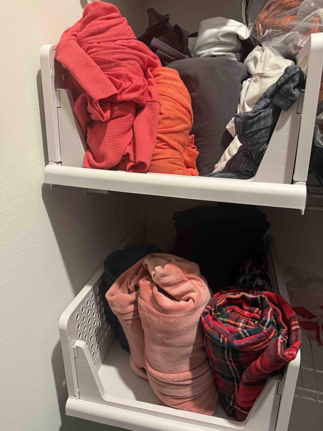 Upgraded Closet Organizers and Storage, Stackable Closet Organizer Basket | 5 Pack Foldable Closet Storage Bins for Bathroom Laundry Room Wardrobe Storage, Space-Saving Clothes Drawer Organizer customer photo 2