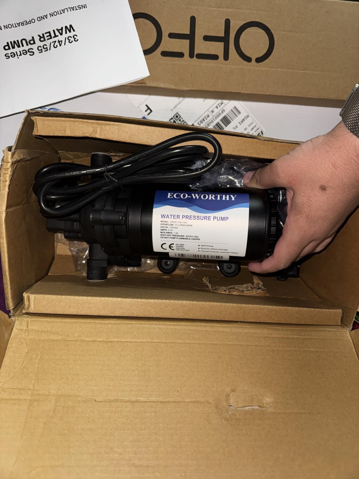 ECO-WORTHY 110V AC Fresh Transfer Diaphragm Water Pump On Demand 5.5GPM 70PSI High Pressure Water Booster Pump 110 Volt with Pressure Switch for Irrigation Garden Hose Sprinkler Home RV customer photo 2